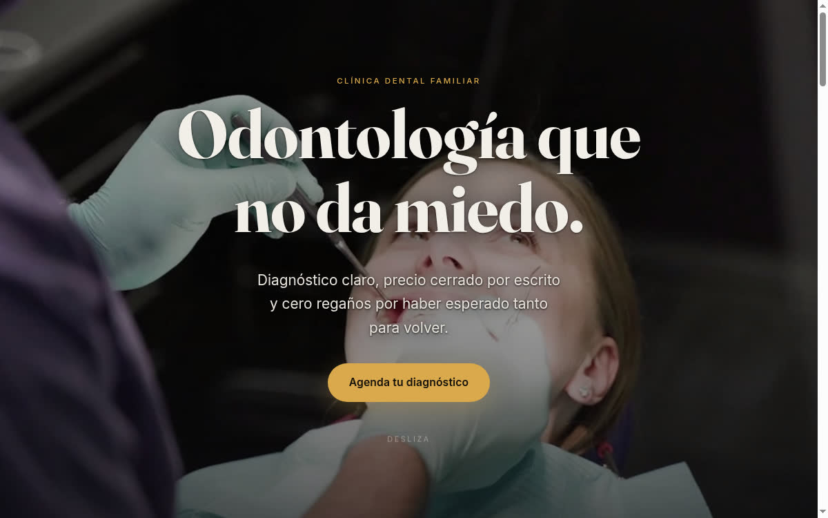 Portada del sitio demo de una clínica dental